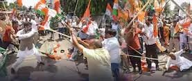 पटना में कांग्रेस कार्यालय के बाहर बीजेपी-कांग्रेस कार्यकर्ताओं की झड़प