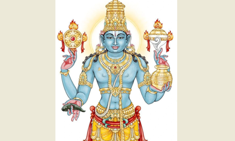 धनतेरस पर भगवान धन्वंतरि और लक्ष्मी पूजा करते श्रद्धालु