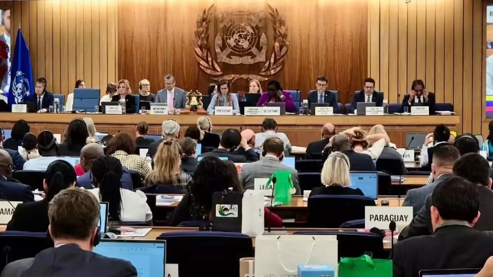 अंतरराष्ट्रीय समुद्री संगठन का लोगो जहां भारत परिषद सदस्य चुना गया