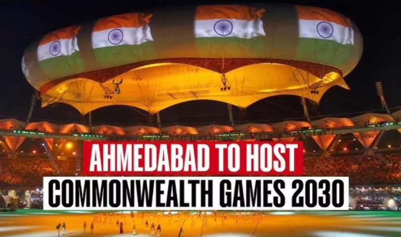 अहमदाबाद में 2030 राष्ट्रमंडल खेलों की तैयारियों का दृश्य