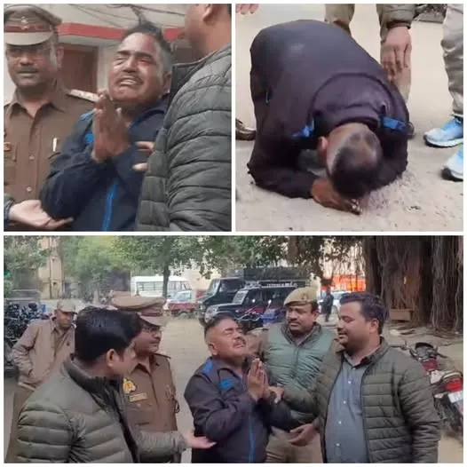 कुकर्म के आरोप में गिरफ्तार क्रिकेट कोच को पुलिस ले जाती हुई