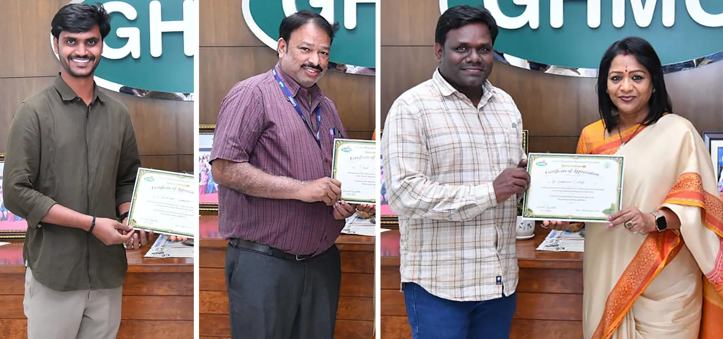 महापौर गदवाल विजयलक्ष्मी स्टाफ को प्रशंसा पत्र देती हुईं