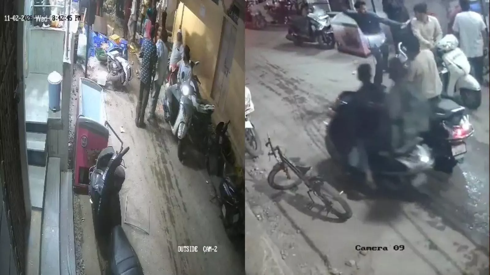 किराणा स्टोर पर हमले के बाद पुलिस जाँच का दृश्य