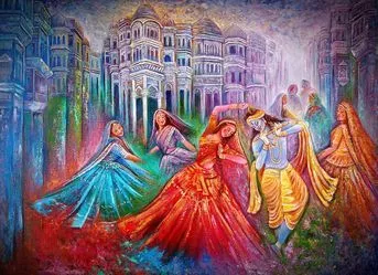 "होली: राधा-कृष्ण और भारतीय कला में रंगों का उत्सव"