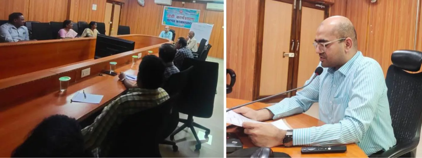 वैगन वर्कशॉप में राजभाषा हिन्दी कार्यशाला का दृश्य