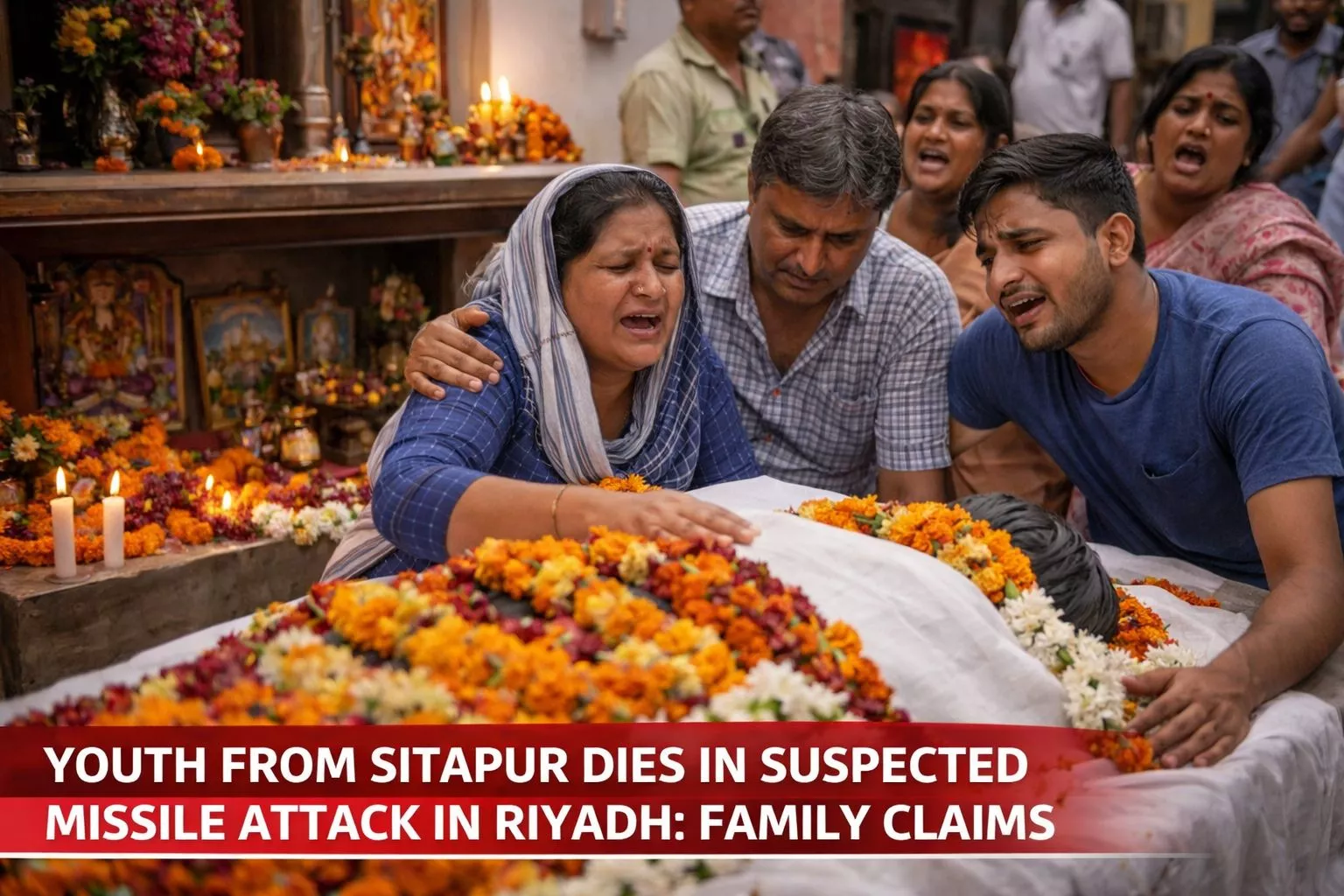 रियाद हादसे में मलबे के पास जांच करती टीम