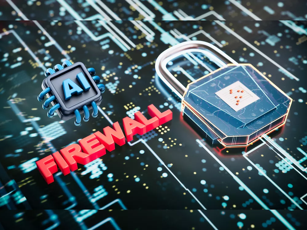 एआई फायरवॉल और साइबर सुरक्षा से जुड़ा चित्र
