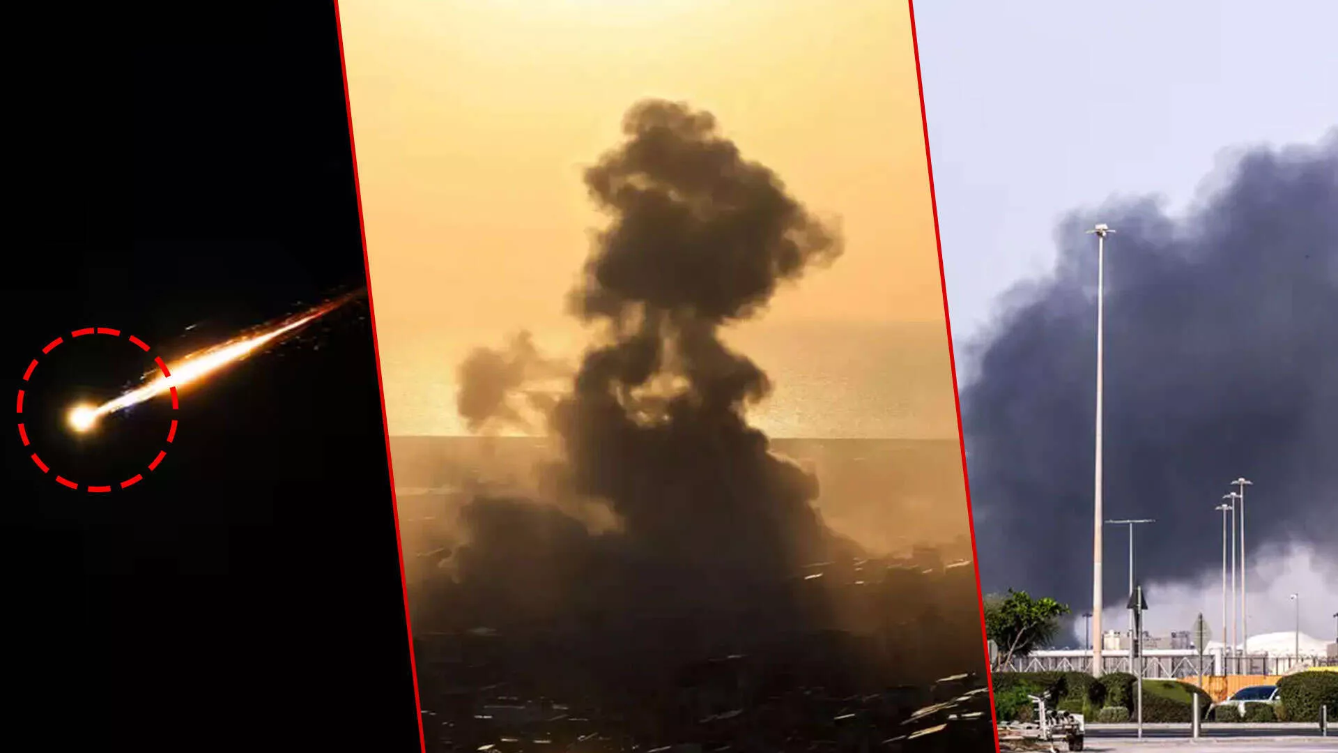 अबूधाबी में मिसाइल का मलबा गिरने का दृश्य