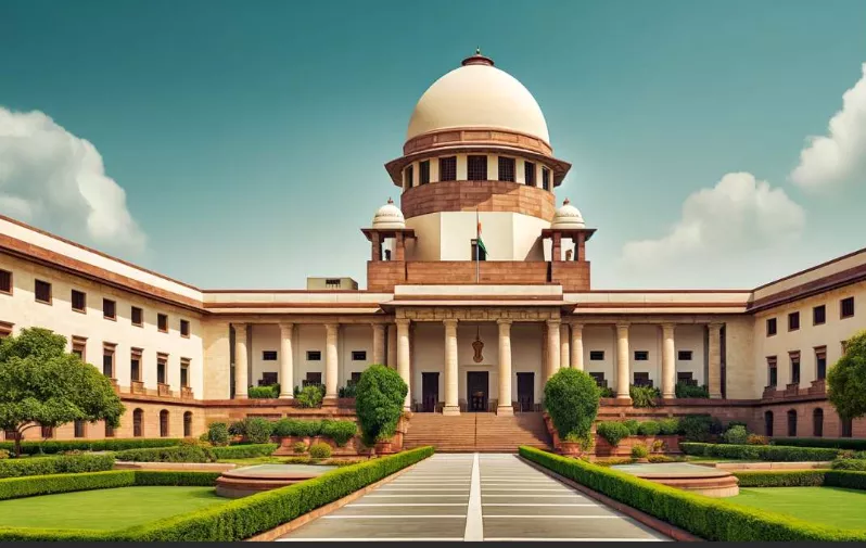 सुप्रीम कोर्ट भवन और न्यायाधीशों की पीठ