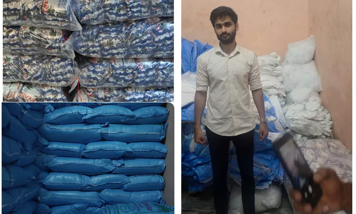 नकली नारियल पाउडर फैक्ट्री पर पुलिस की छापेमारी