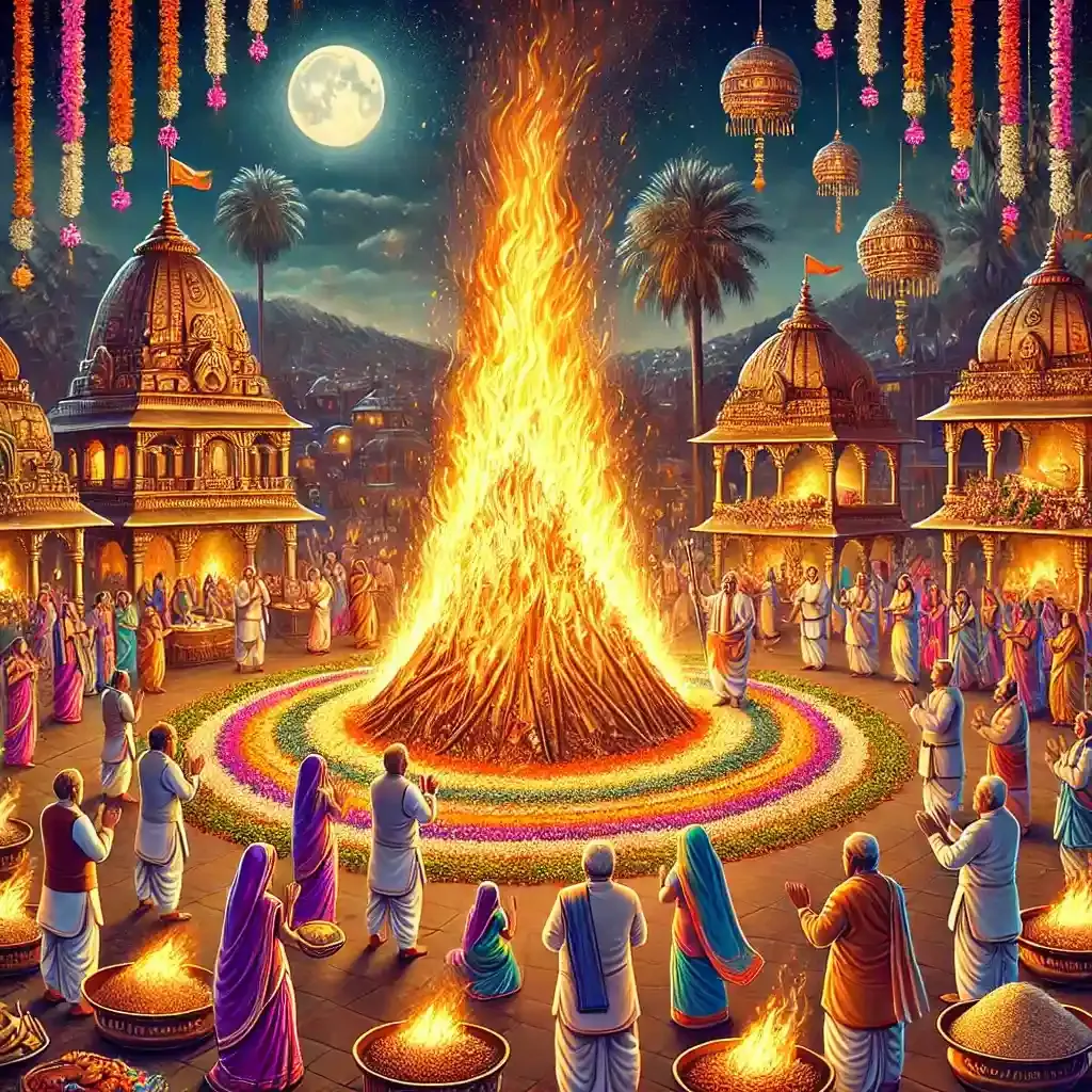 होलिका दहन और नरसिंह अवतार का चित्रण