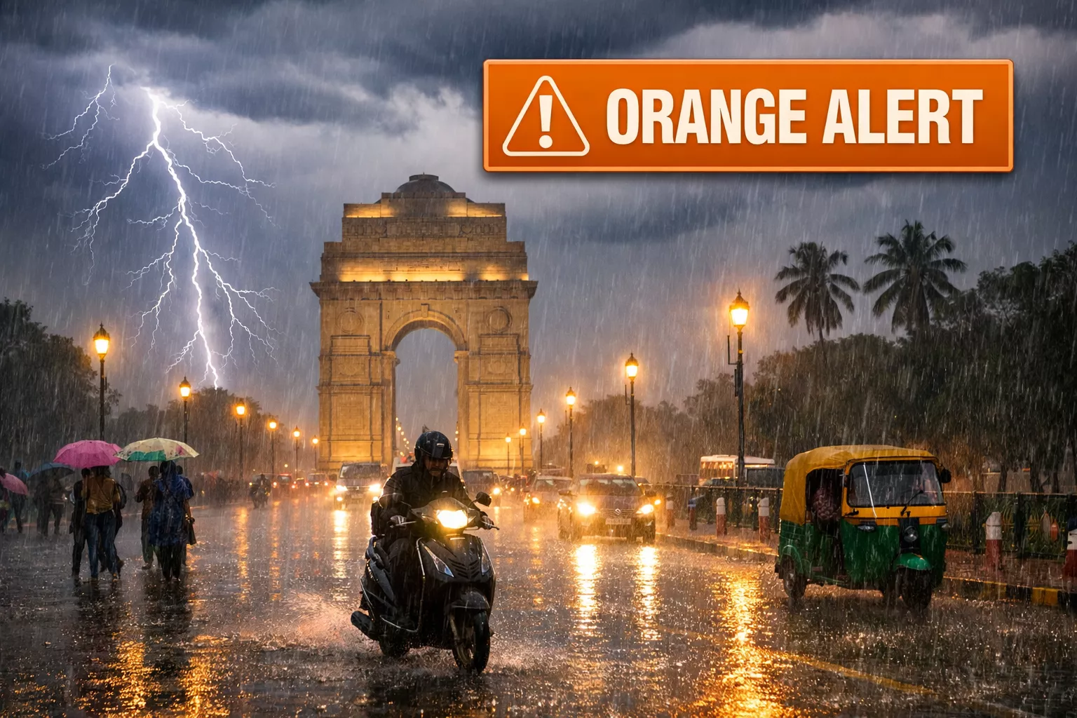 दिल्ली में बारिश और तेज हवाओं का ऑरेंज अलर्ट