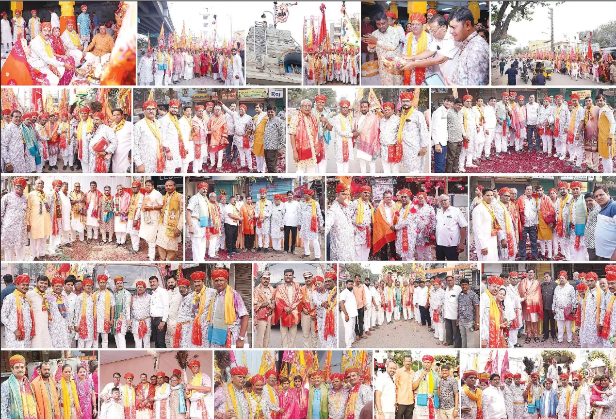 गुरु मंदिर में 11वीं वर्षगांठ पर ध्वजारोहण का दृश्य