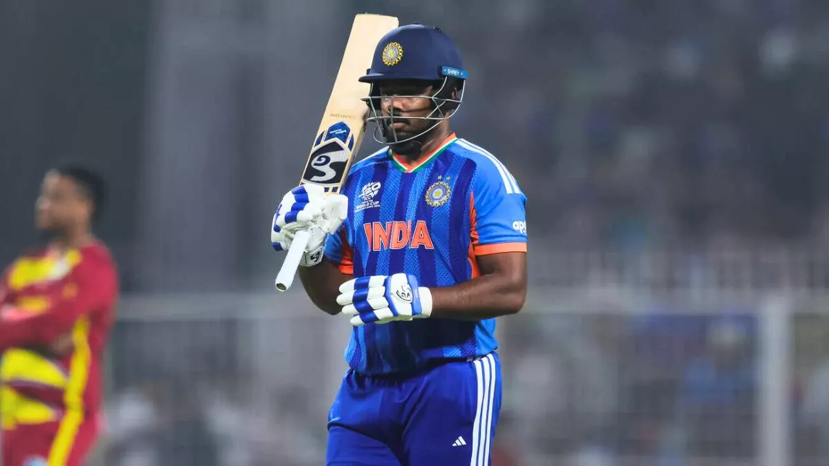 संजू सैमसन टी20 विश्व कप जीत के बाद जश्न मनाते हुए