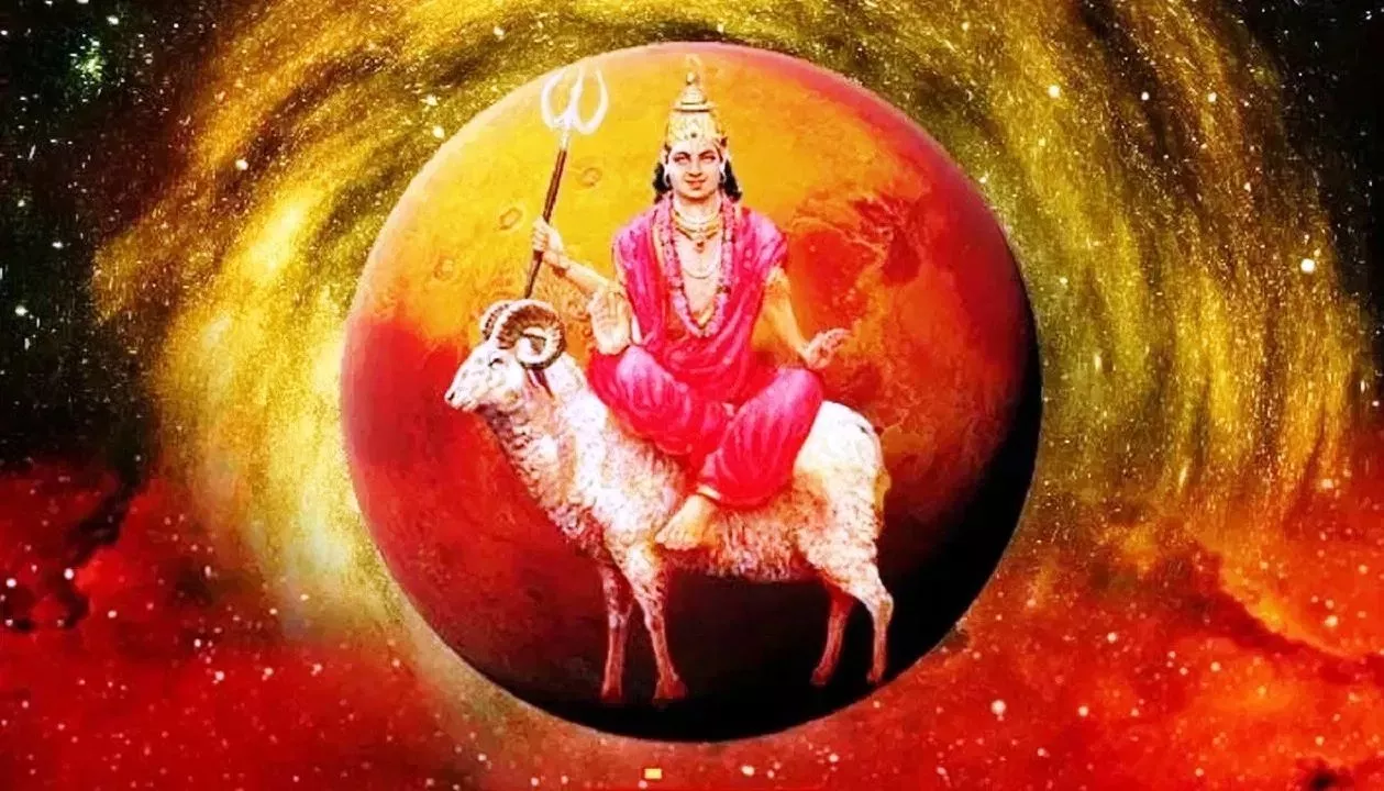 मंगलदेव का चित्र: युद्ध और जन्म की पौराणिक कथा