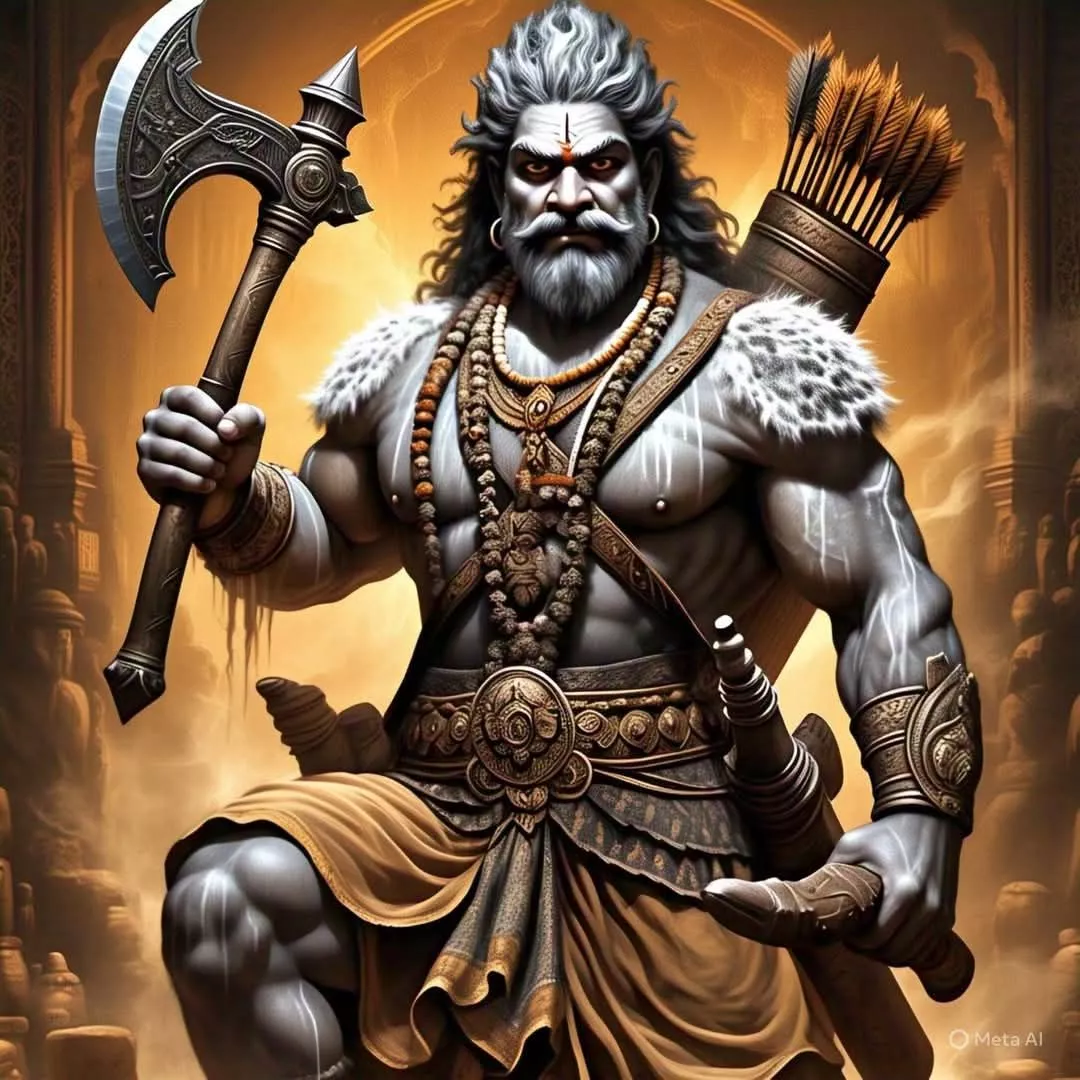 कुठार धारण किए भगवान परशुराम का क्रोधित स्वरूप