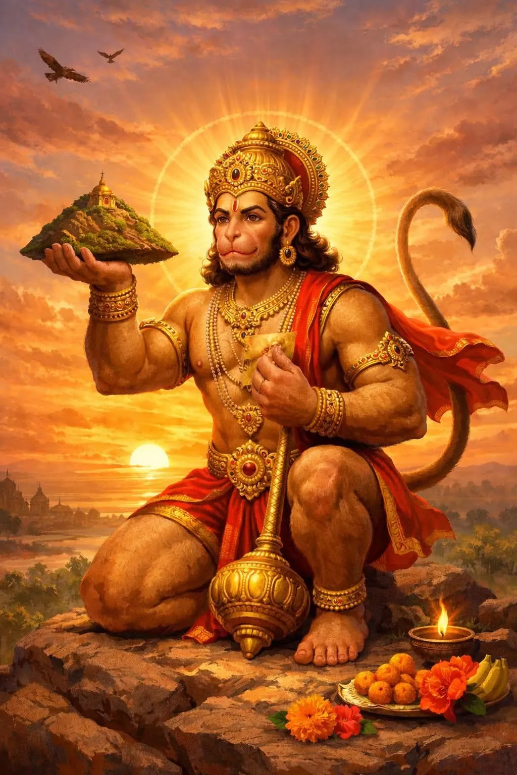 प्रभात में हनुमान जी की दिव्य और प्रेरणादायक छवि