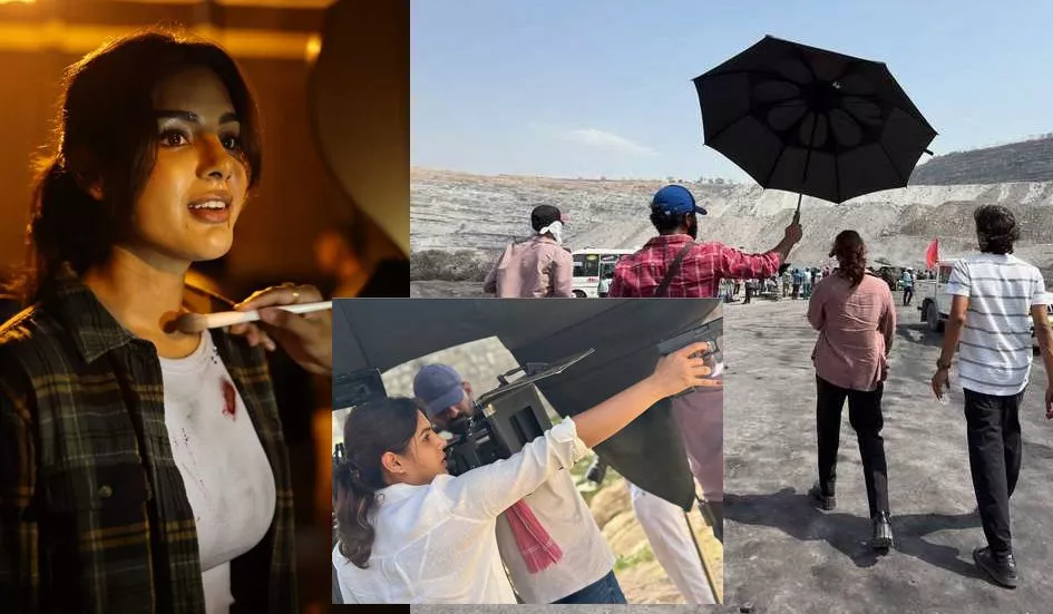 भीषण गर्मी में फिल्म ब्लैक गोल्ड की शूटिंग करती संयुक्ता मेनन