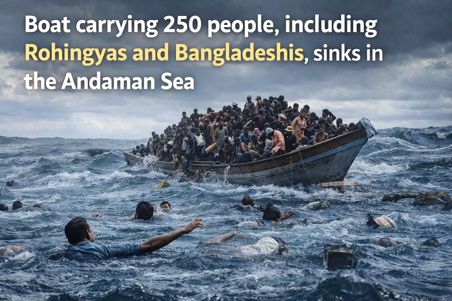 अंडमान सागर में डूबी नाव का प्रतीकात्मक दृश्य