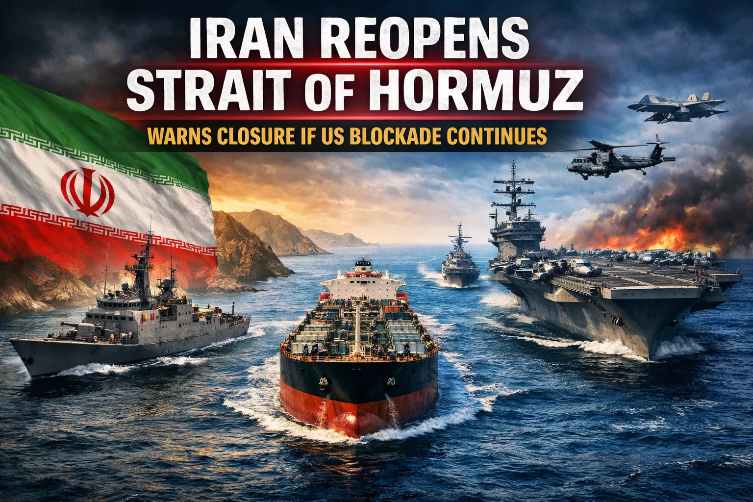 होर्मुज खुला, नाकेबंदी पर ईरान की चेतावनी
