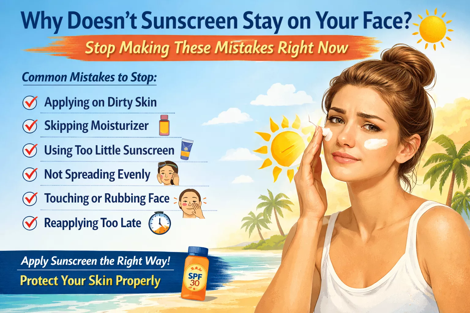 चेहरे पर सनस्क्रीन लगाने का सही तरीका