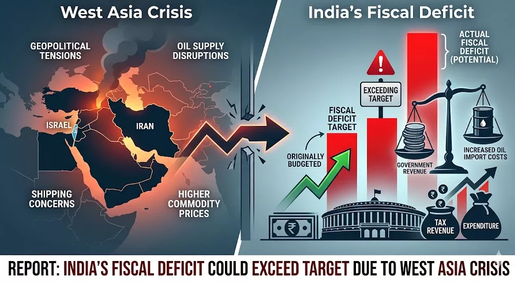 पश्चिम एशिया तनाव से भारत के राजकोषीय घाटे पर असर ग्राफिक