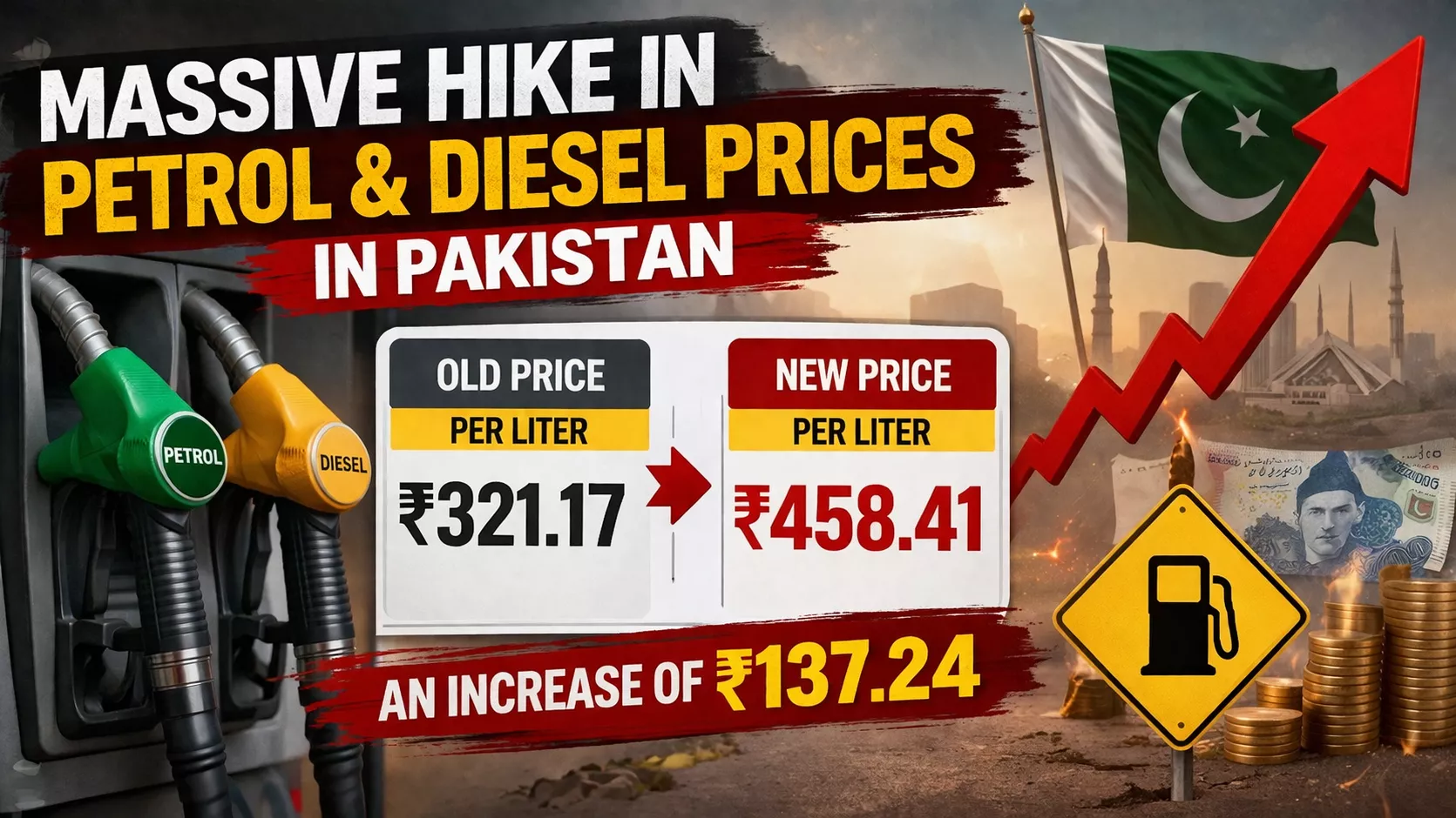 पाकिस्तान में पेट्रोल-डीजल कीमतों में भारी बढ़ोतरी