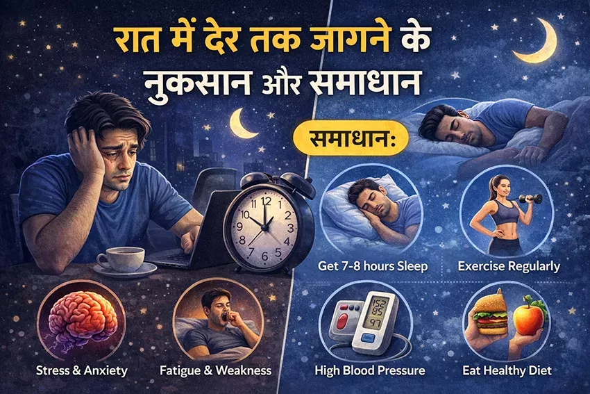 देर रात तक जागने से स्वास्थ्य पर असर नींद की कमी से मानसिक थकान बढ़ती है