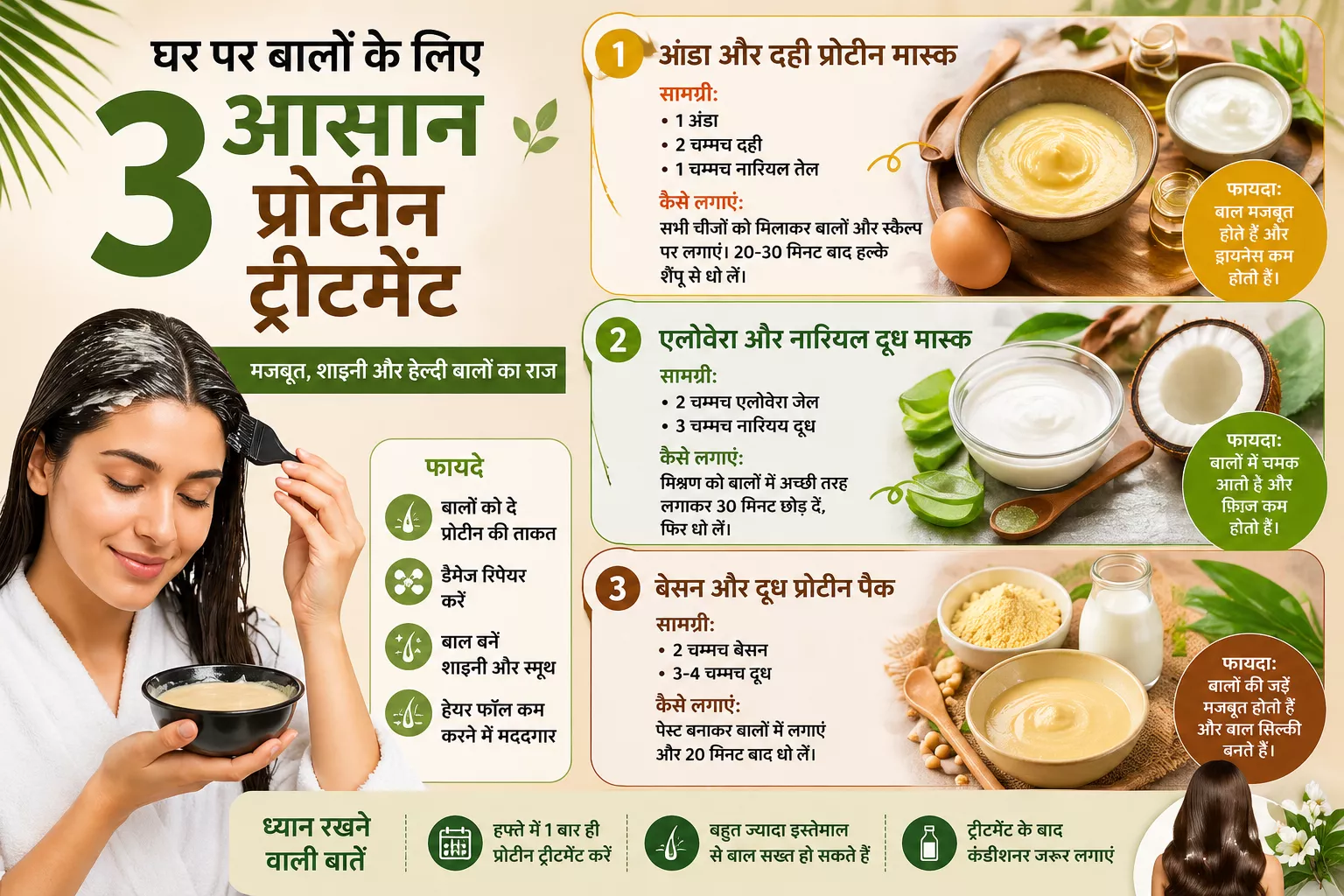 घर पर बालों के लिए 3 आसान प्रोटीन ट्रीटमेंट