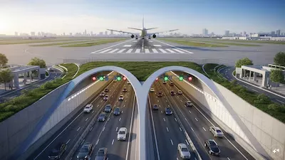 एयरपोर्ट रनवे के नीचे प्रस्तावित भूमिगत सुरंग का डिजाइन