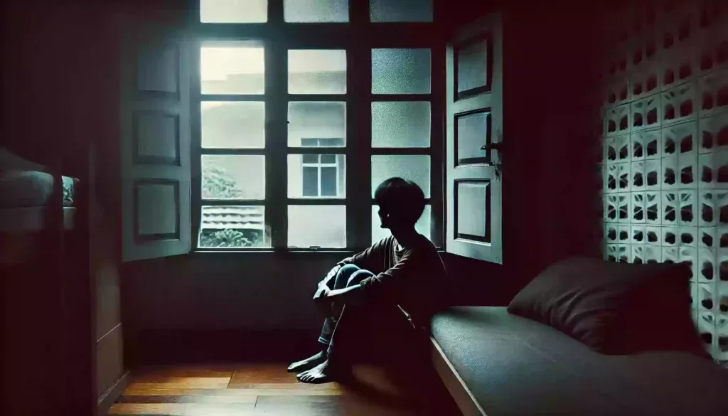 अकेला व्यक्ति दर्द में डूबा हुआ