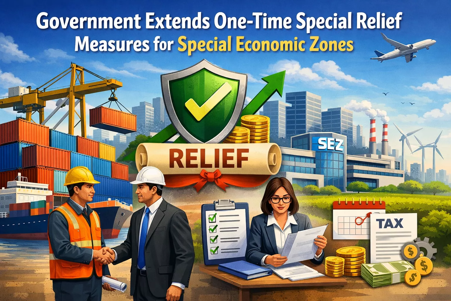 एसईजेड राहत उपायों पर सरकारी घोषणा का चित्र