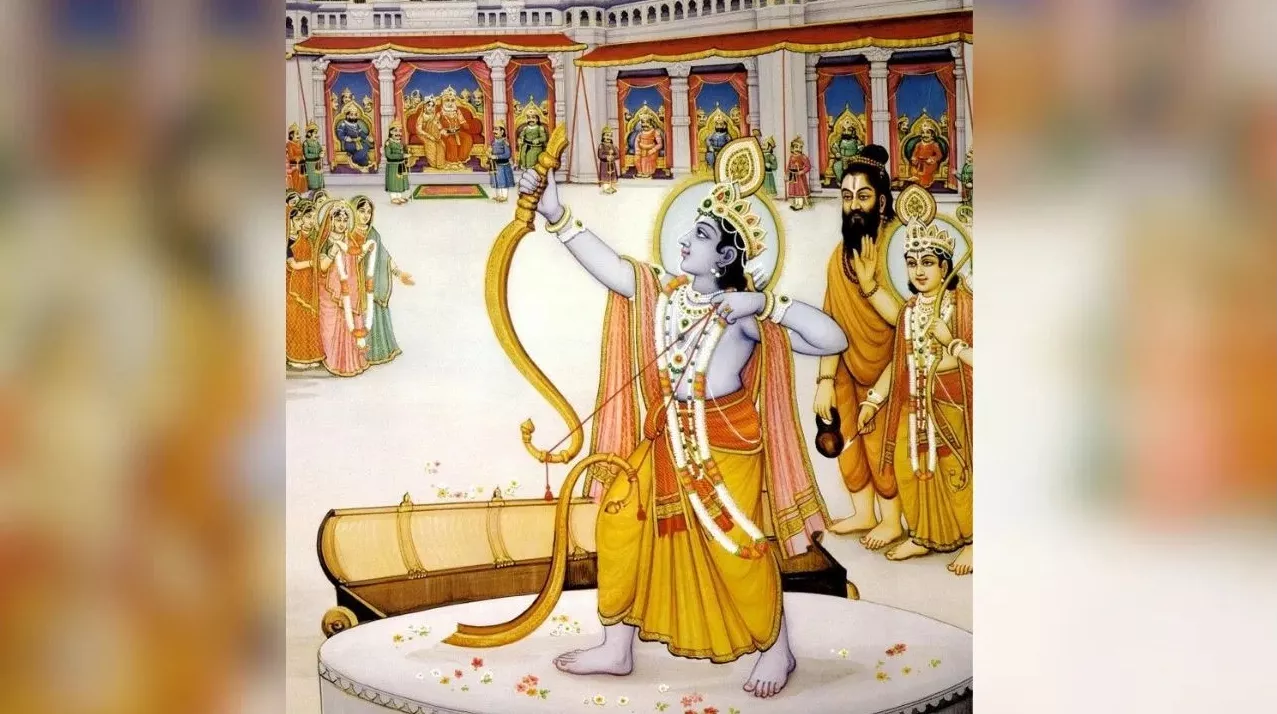 राम द्वारा शिव धनुष तोड़ते हुए दृश्य