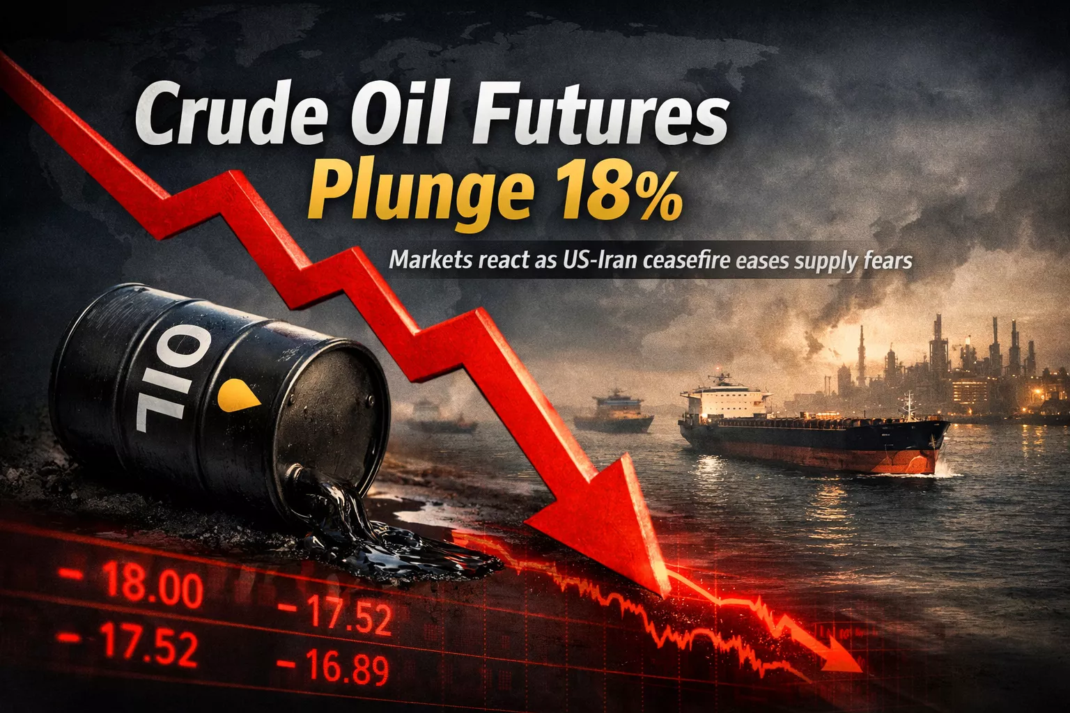 कच्चे तेल की कीमतों में गिरावट दिखाता ग्राफ