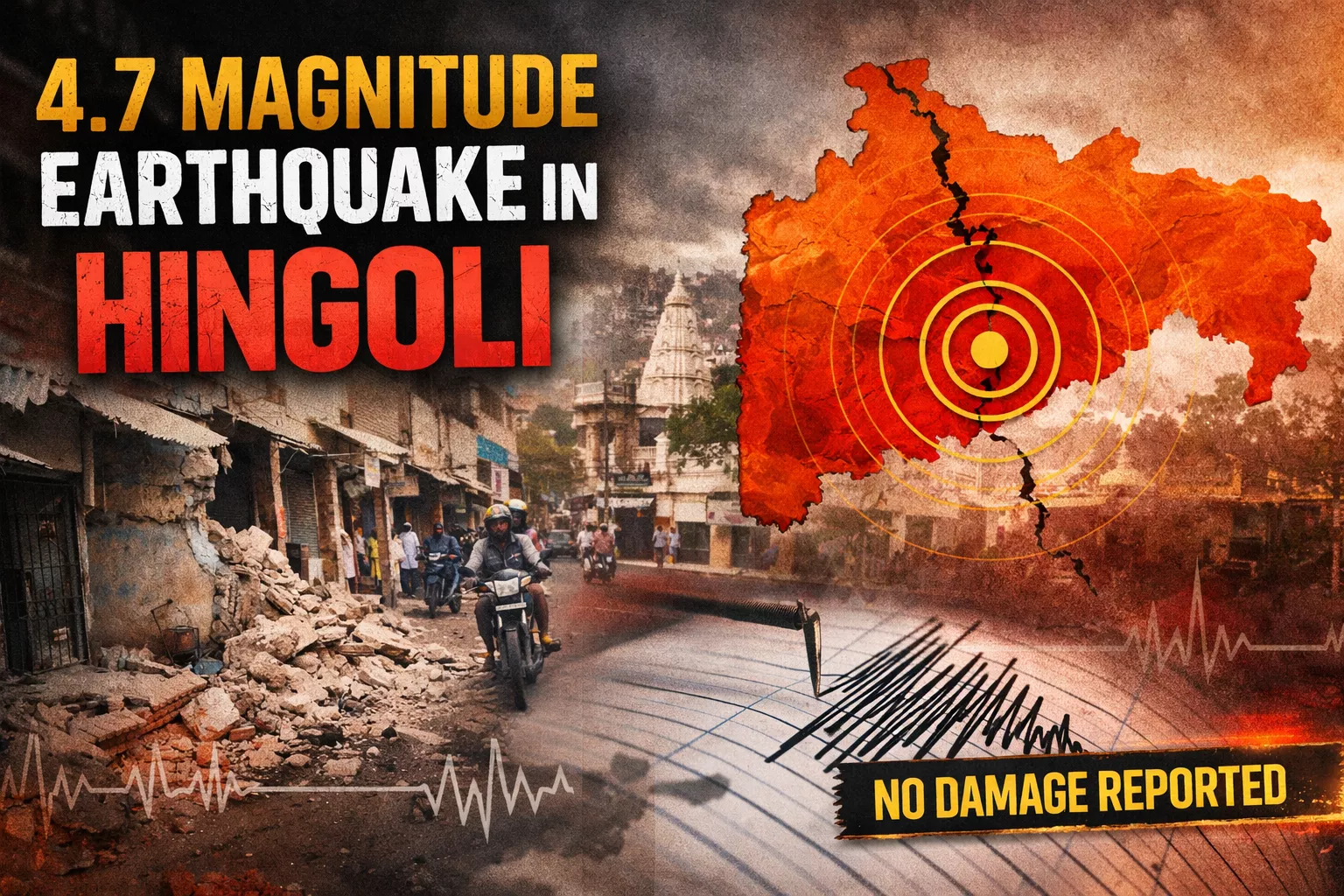 हिंगोली भूकंप के बाद दरारें पड़े घरों का दृश्य