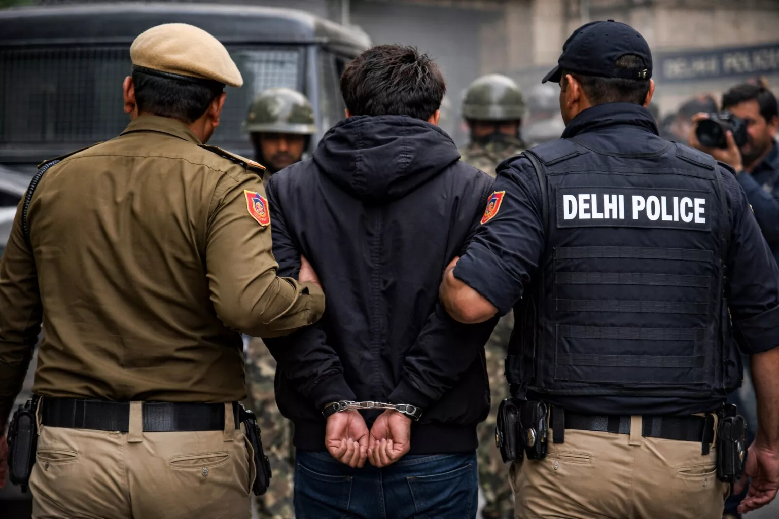 दिल्ली पुलिस द्वारा संदिग्ध युवक की गिरफ्तारी