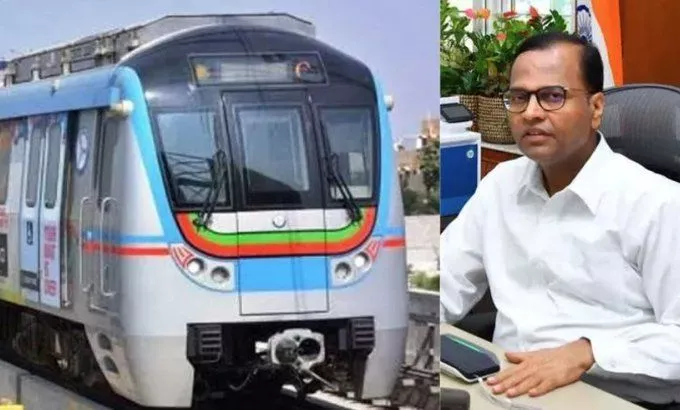 हैदराबाद मेट्रो ट्रेन और स्टेशन का दृश्य