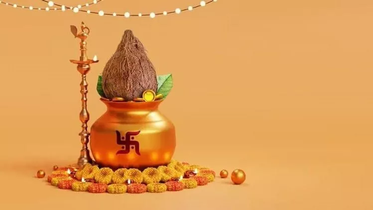 अक्षय तृतीया पूजा और शुभ मुहूर्त का धार्मिक दृश्य