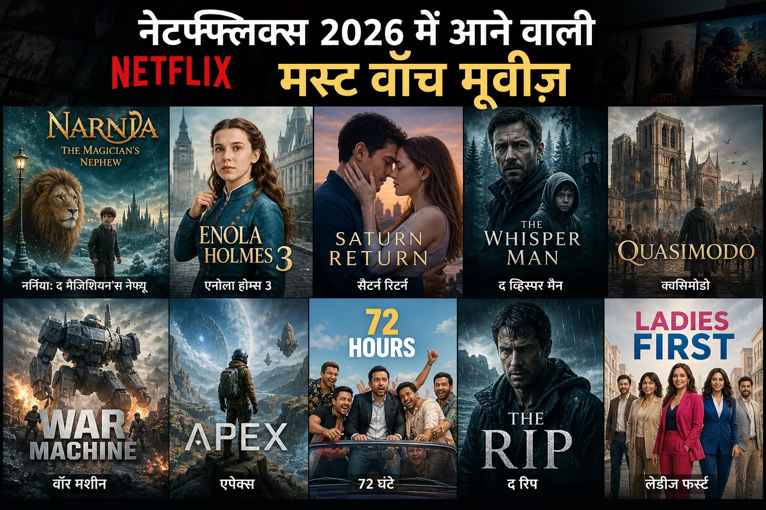 2026 नेटफ्लिक्स की टॉप फिल्मो की लिस्ट दर्शाती इमेज
