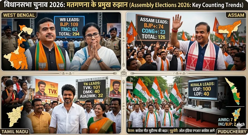 भारत चुनाव 2026 मतगणना और रुझान