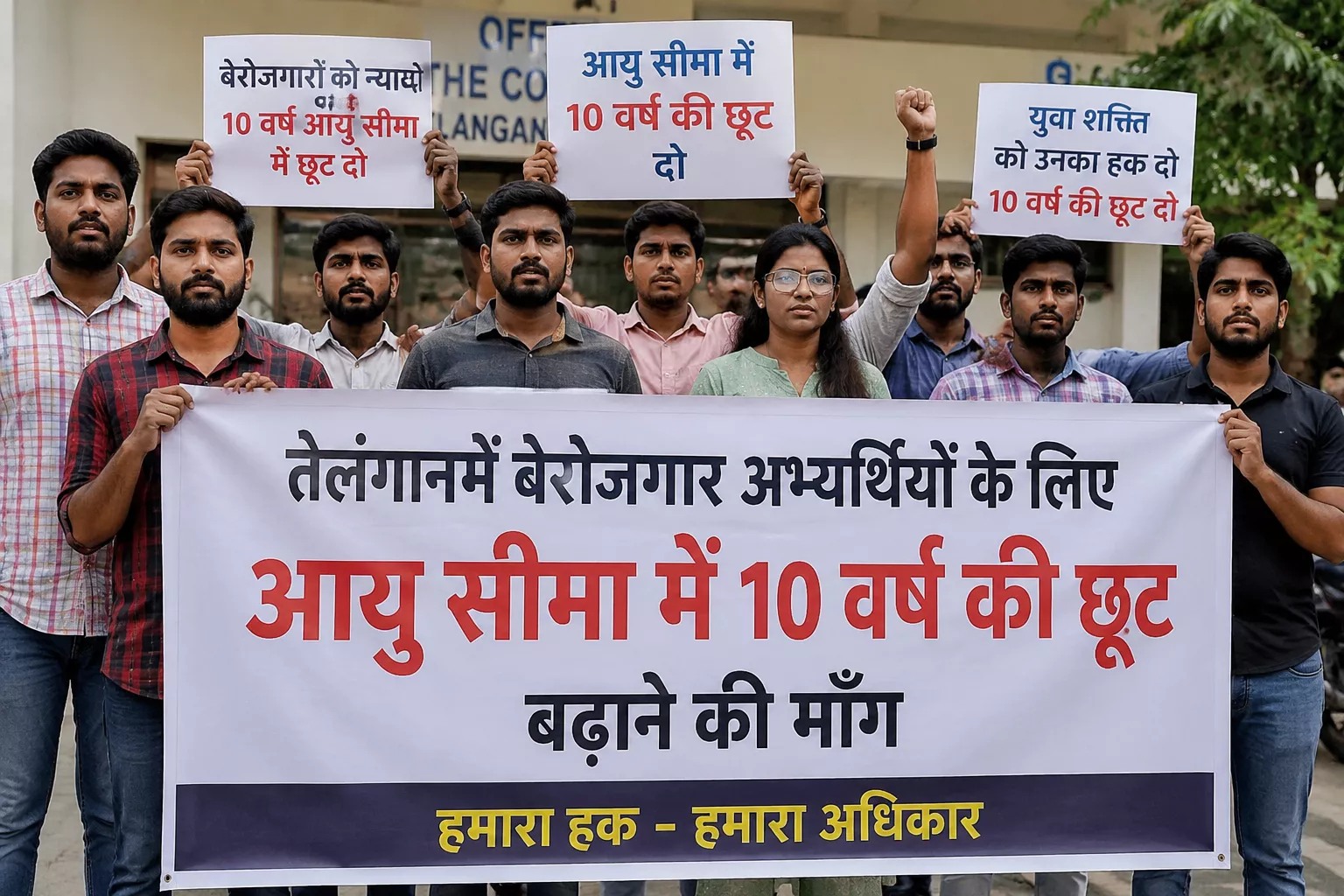 आयु सीमा छूट की मांग करते अभ्यर्थी